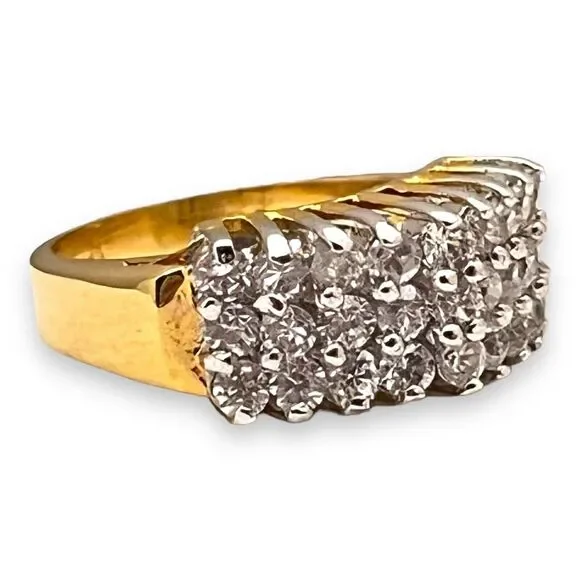 Vintage 1970s CZ Cluster Ring Size 7 14K HGE Gold Plate Original Unworn - 3E - Picture 14 of 15